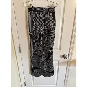 ASOS 4th & Reckless Black & White Satin Wide Leg Pants Size Small thumbnail 2