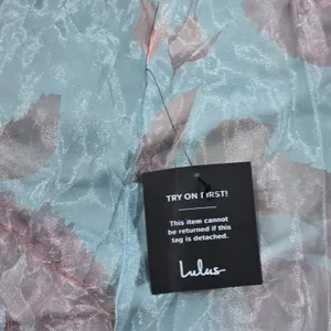 Lulus Blue Pink Dramatically Lovely Floral One-Shoulder Maxi Dress Organza S NWT thumbnail 10