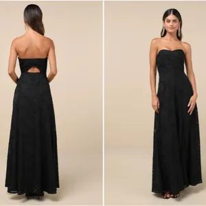 LULU's Prom Wedding Bridesmaid Romantic Garden Bustier Floral Strapless Maxi thumbnail 3