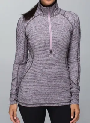 Lululemon Race Your Pace 1/2 Zip Gray Purple Striped‎ 4 thumbnail 1
