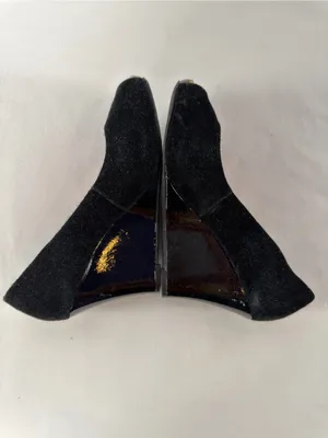 Lilly Pulitzer Suede Peep Toe Wedge Slip On Heels in‎ Black Size 7 thumbnail 7