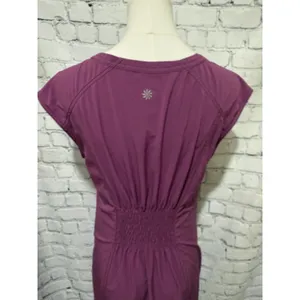 Athleta purple short-sleeve active dress gathered smocked waist Medium thumbnail 4