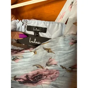 NWT Lulus Gorgeous Purpose Blue Floral Pleated Sleeveless Bow Maxi Dress Size M thumbnail 7