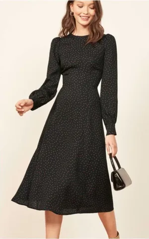 Reformation Josephine Polka‎ Dot Midi Dress Women's Size 0 Romantic thumbnail 1