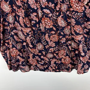 Old Navy Blouse Women Large Blue Floral‎ Short Sleeve Cotton Casual NWT Boho thumbnail 3