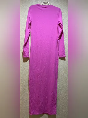 Skims Fits Everybody Crew Neck Long-Sleeve Pink Bodycon Maxi Dress Size XL thumbnail 3