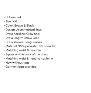 Patterned Series: Asymmetrical Line Dress Tan Size XXL thumbnail 5