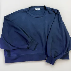Zenana Navy Blue Oversized Crop Crewneck Sweater XL D46 thumbnail 1