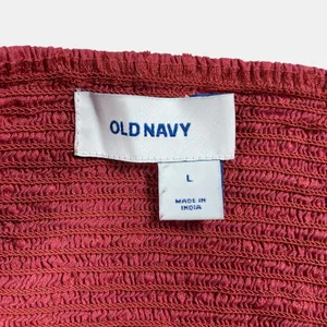 Old Navy Red Smocked Textured Clip-Dot Fit & Flare Cami Midi Dress Women's Large thumbnail 5