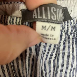 Allison Joy‎ 100% cotton off the shoulder dress women’s size medium blue & white thumbnail 4