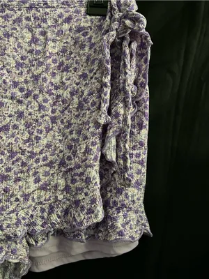 Pink Lily Lavender Floral Wrap Skirt Shorts MD thumbnail 3