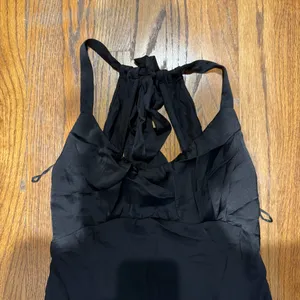 aemi + co maxi satin black dress thumbnail 3