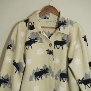 Vintage Cabin Creek Moose Fleece Jacket Women's Size Large Cabincore Rustic thumbnail 2