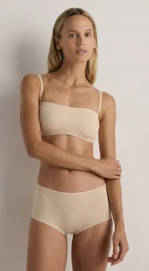 New Quince Second Skin Bandeau Bralette Beige Nude 2-pack Sz S thumbnail 1