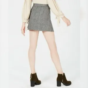 Sage The Label Button Front Asymmetrical Skirt Grey‎ Plaid XL NWT thumbnail 3