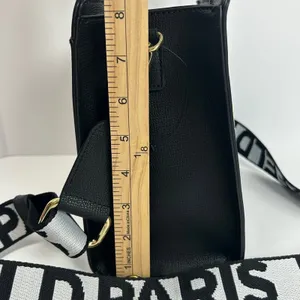Karl Lagerfeld Paris Black Leather Graffiti Tote Bag‎ Crossbody Strap thumbnail 9