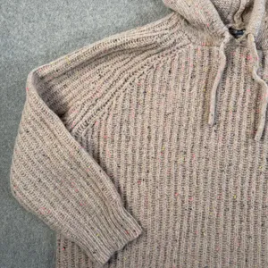 Aerie Women's Medium Beige Flecked Rib Knit Hooded Sweater Pullover Hoodie thumbnail 3
