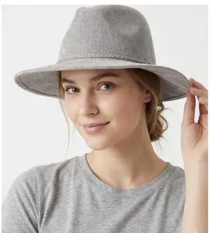 Nine West Grey Corduroy Women’s Fedora Bucket Hat Braided One Size NWOT thumbnail 1