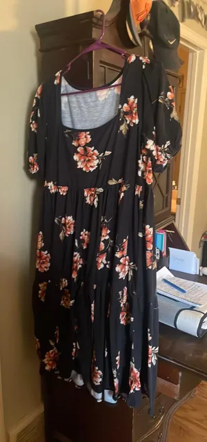 Black & Orange Floral Dress (2XL) thumbnail 3