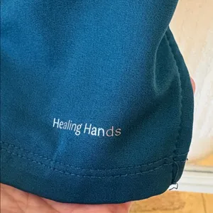 NWOT S Healing Hands Teal V-Neck Scrubs Top matching bottoms in closet thumbnail 5