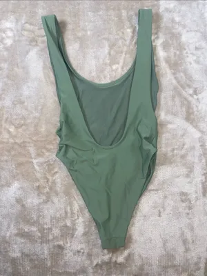 aerie Olive Green Scoop One-Piece Swimsuit thumbnail 3