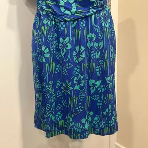 VTG 70s Bessi Firenze Blue Green Floral Silk Faux Wrap Surplice‎ Dress Mod Small thumbnail 7