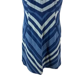Maeve Blue Chevron Fit And Flare Sleeveless Casual Summer Midi Dress Cotton‎ 10 thumbnail 3
