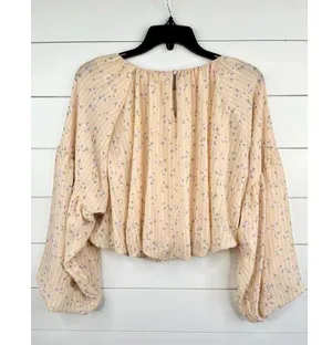 Gianni Bini Floral Long Sleeve Round Neck Blouse Pink Floral Print Stripes Sz XS thumbnail 4