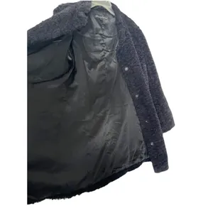 Kenneth Cole New York faux fur Teddy coat snaps closure size M Black thumbnail 11