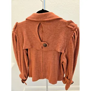 American Rag Women's L Double-Breasted Peplum Sweater Jacket Rust Orange thumbnail 3