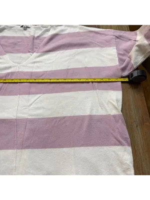 White Birch V Neck Striped Sweater White Lilac Purple 3X thumbnail 9