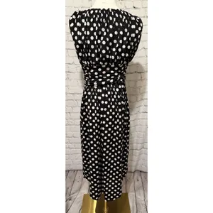 AA Studio black-and-white polka dot dress gathered neckline and Waist Size Small thumbnail 5