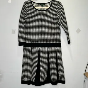 Lauren Ralph Lauren‎ Houndstooth Classic A-line Pleated Knee Length Dress Large thumbnail 2
