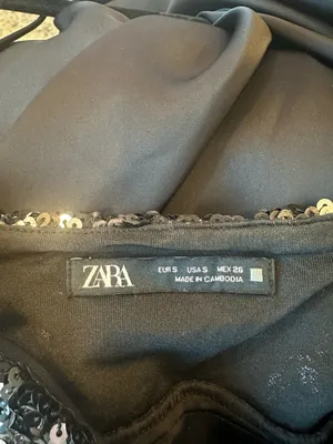 ZARA Sparkly black silk dress thumbnail 3