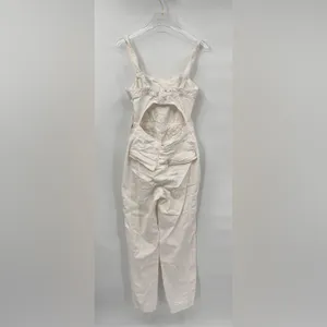 Free‎ People Go West Jean Denim Overall Jumpsuit Zinc White size small thumbnail 4