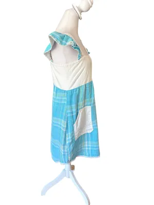 Forest Queen Vintage Style Pinafore Apron Dress Ruffle Cap Sleeves Womens Small thumbnail 3