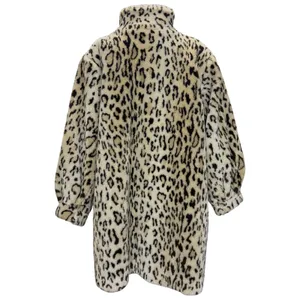 Vintage Faux Fur Coat Leopard Print Lined Oversized Mobwife Old Money 90s‎ USA thumbnail 3