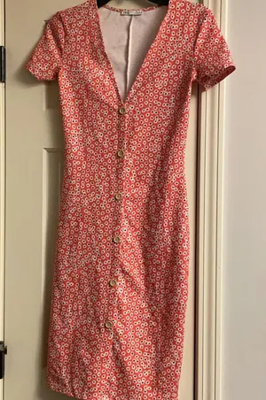 New Zara red button down floral midi dress size S MA thumbnail 1