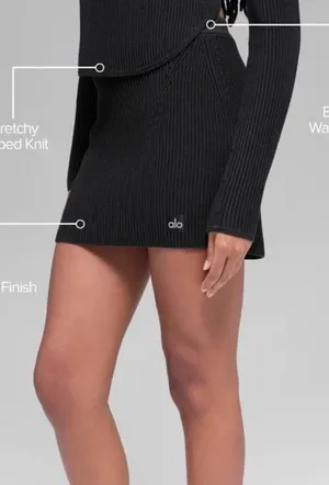 Alo black ribbed mini skirt thumbnail 1