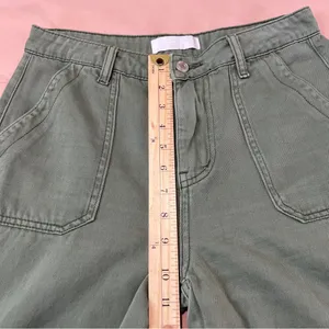 Vervet Cargo Wide Leg Jeans Army Green High Rise Utility 100% Cotton Size 26 thumbnail 13