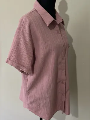 Casual Feminine Preppy Chic Minimalistic Collared Dusty Rose Button-Down Shirt thumbnail 5