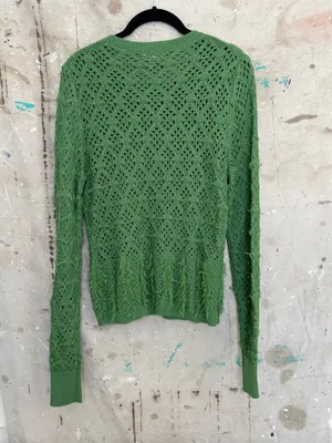 J Crew Pointelle Crewneck Sweater with Fringe thumbnail 4