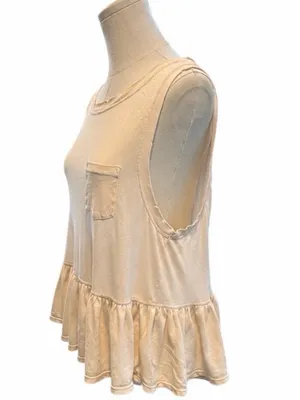 We the Free Cream Sleeveless Ruffle Hem Pocket Top Size Medium thumbnail 2