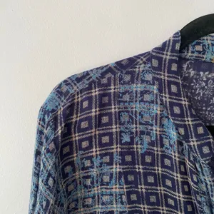 Free People Blue Plaid Button Down Shirt Tunic Western Boho Women's size XS thumbnail 3