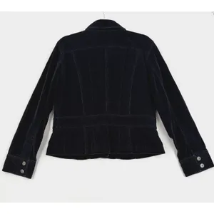 Rafaella Velvet Jacket Women 14 Black Button Front Peplum Trucker Stretch Y2K thumbnail 2