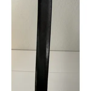 Belt Genuine Leather Dark Brown Silver Buckle Size M 37.5" Minimalist Western thumbnail 3