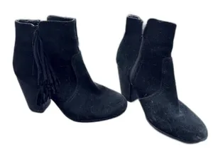 H&M Black Suede Fringe Boots Size 8 Western Coastal Cowgirl Festival Indie Edgy thumbnail 1