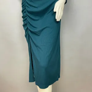 Mast & Harbour Dress Bodycon Ruched Midi Teal Green‎ Size Small Women Side Slit thumbnail 7