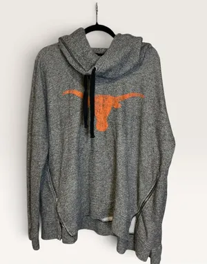 Women's We Are Texas Gray Hoodie with Orange Longhorn Logo thumbnail 1