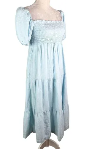 Abercrombie & Fitch Midi Dress XXS Blue Smocked Tiered New thumbnail 10